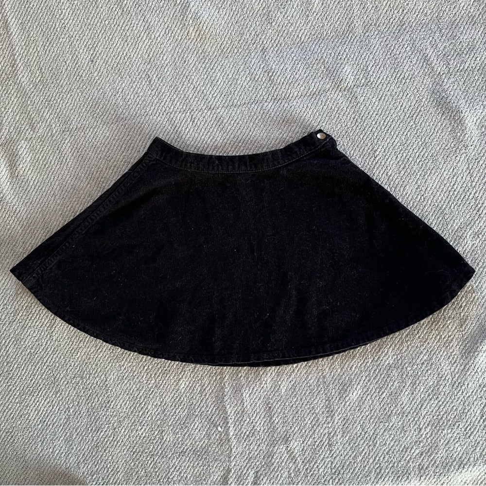 Corduroy Black Mini Skirt Size S American Apparel Cord Skater A-Line Y2K